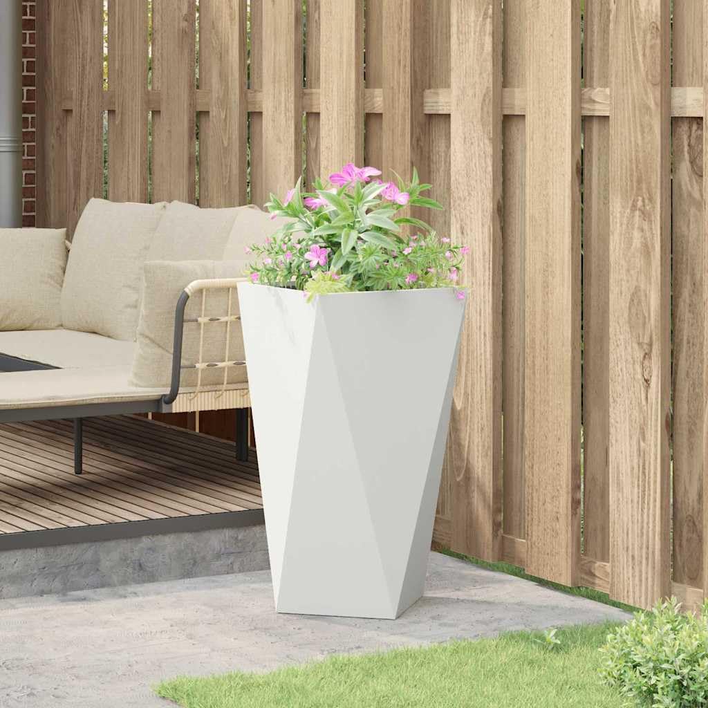 Fioriera da Esterno in Acciaio 40x40x75 cm Vaso Giardino Bianco | Contenitore per piante e arbusti decorativi, ideale per arredare il terrazzo, i sentieri del giardino o il patio.