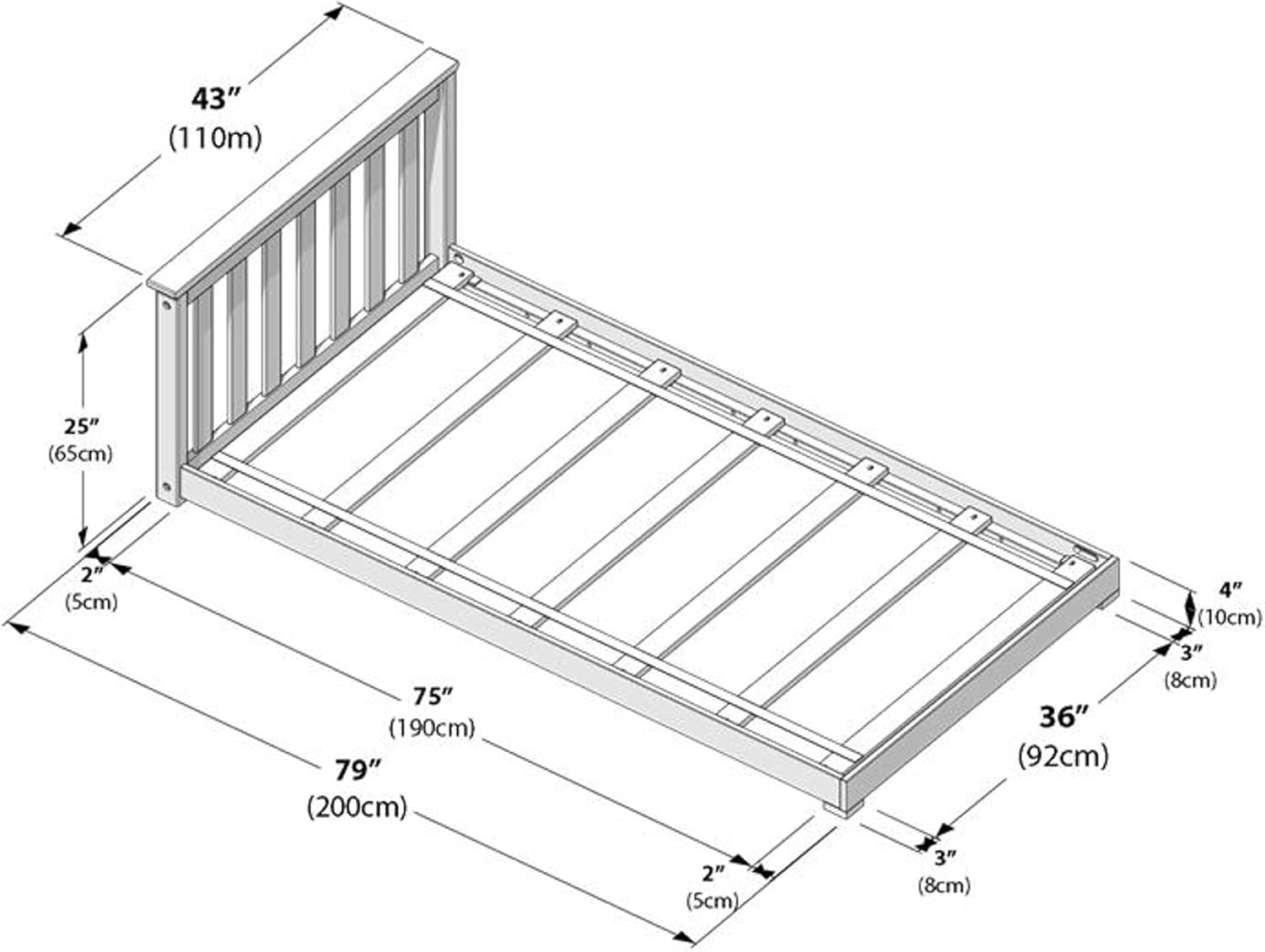 Max & Lily Classic Twin Floor Bed, 79.75 Inches, Solid Wood Low Bed Frame for Kids, Modern Floor Bed for Bedroom, Blue