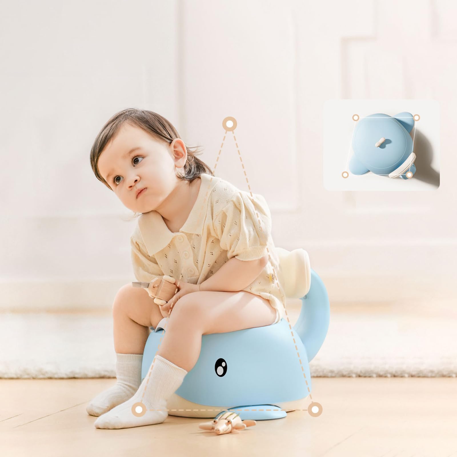 Vasino portatile per bambini, con ciotola rimovibile, leggero, a forma di balena, per uso domestico, da viaggio