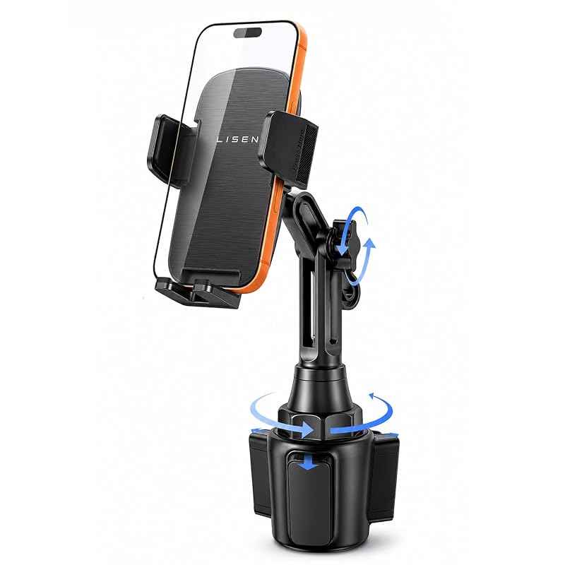Suporte de Celular para Carro com Encaixe no Porta-Copos, Pescoço Longo Ajustável e Rotação de 360° LISEN 2E779