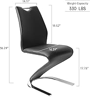 Vista 3 de Mermaid Dining Chairs Set of 4, Modern Kitchen Dining Room Armless Upholstered Side Chairs with PU Leather Cushion Seat and Sturdy Metal Legs