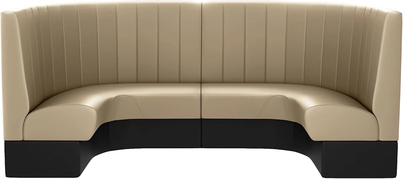 2-Pack 96" Corner Booth Seating 42" High Half-Circle Corner U-Booth with Vertical Channel Upholstery, Birch Plywood Frame, High-Density Foam, Beige Vinyl for Cafe & Restaurant Seating