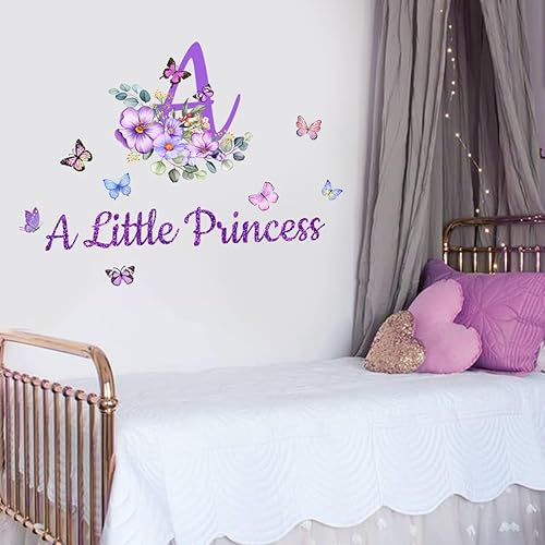 Miniatura 132 de Adhesivo decorativo para pared, diseño de luna morada, flores, mariposa, nubes, para decoración de dormitorio, sala de estar