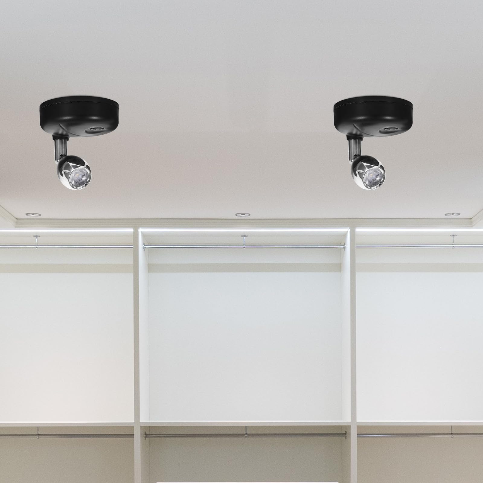 Healeved Mini Focos LED Recargables para Gabinete Ángulo Ajustable y Control Remoto Infrarrojo, Luz Portátil Pilas para Estantes y Armarios, 2 Piezas