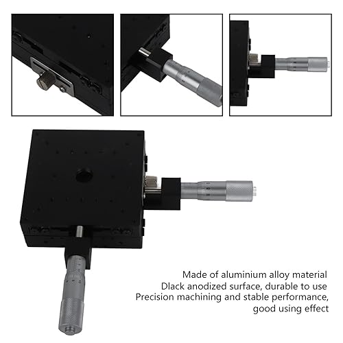 Miniatura 4 de Etapa lineal manual XY, mesa deslizante manual XY de 3.937 in, plataforma de recorte de micrómetro, mecanizado de precisión, para inspección de