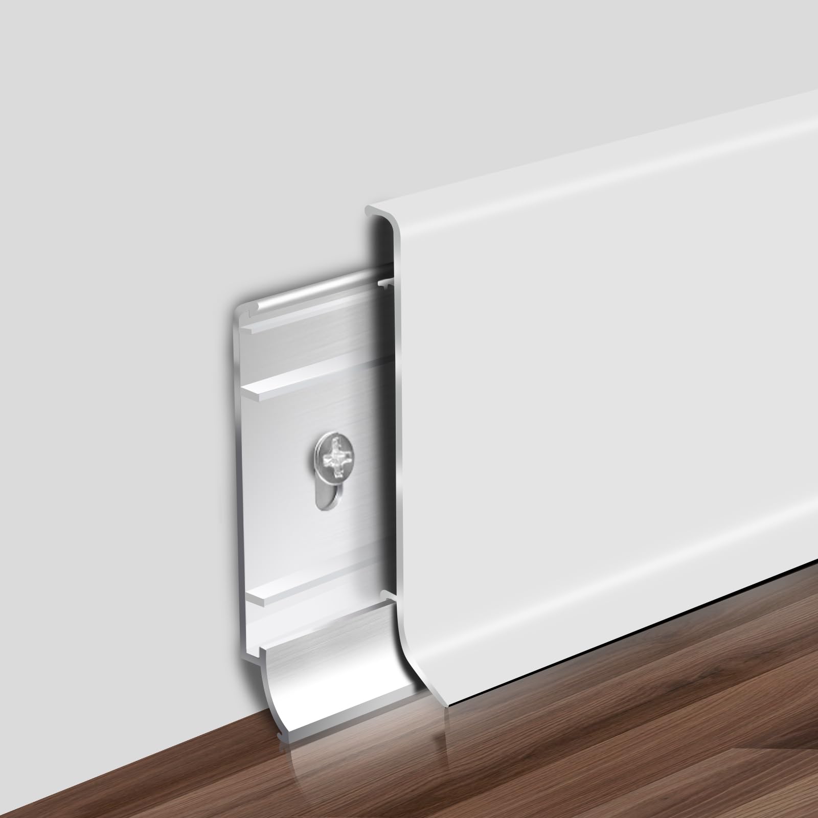 Battiscopa In Alluminio 60mm X 1.9m - Per Cucina, Bagno, Facile Montaggio Con Adesivo - Foto 6