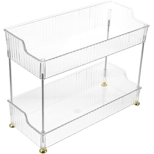 2-Tier Bathroom Storage Stand with Double Layers, Desktop Cosmetic and