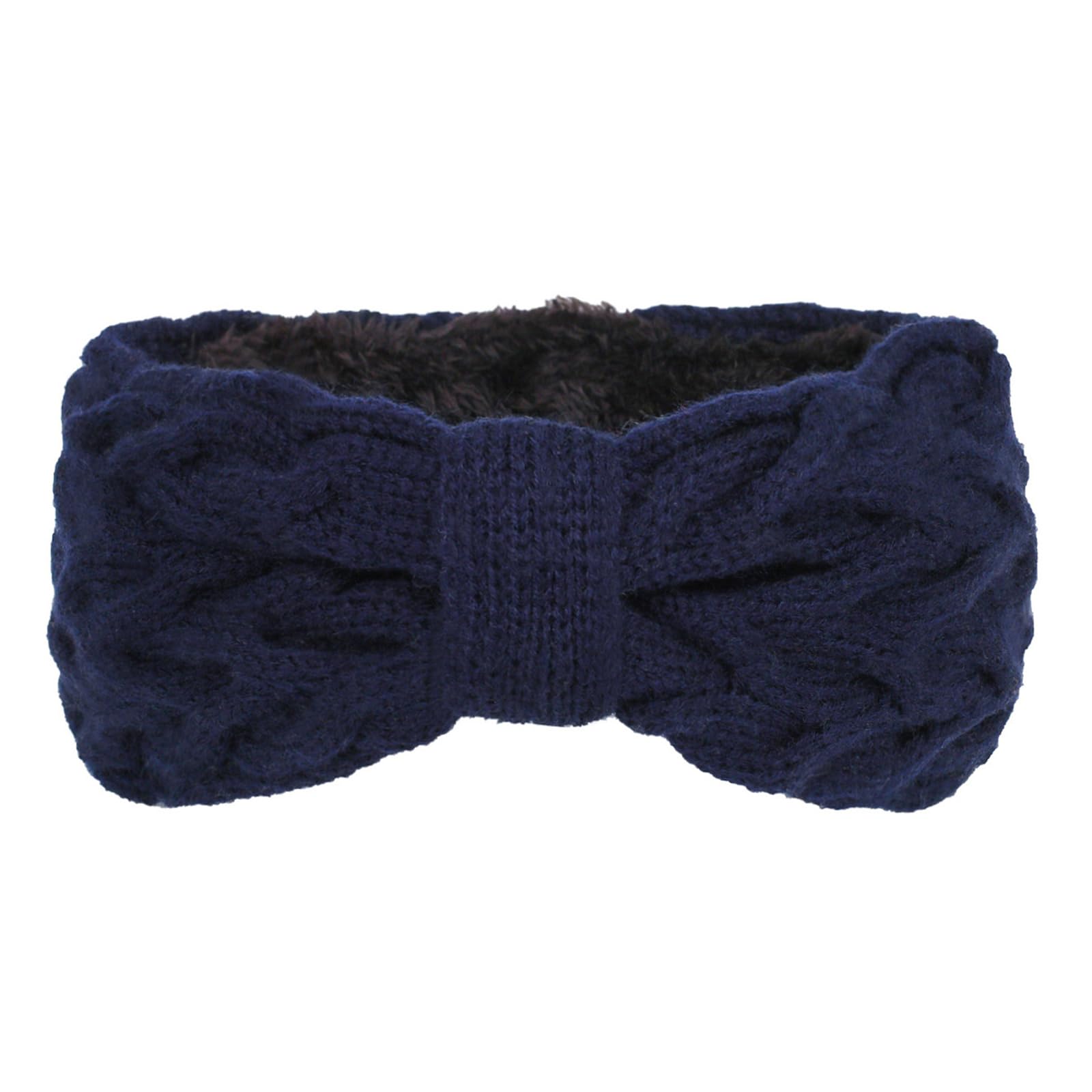 Fentency Fleece Lined Knit Headbands For Women Elastic Hairbands With Bows Comfortable Knitted Headwrap Ear Warmers For Winter