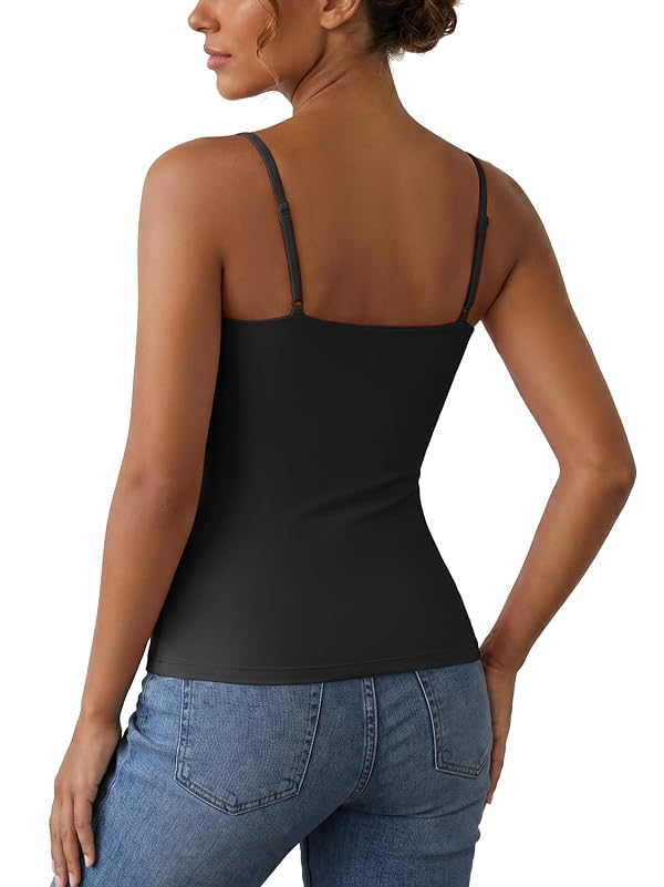 V FOR CITY Women Black Tank Tops with Built in Bra Double Lined Camisole by V FOR CITY - Used condition - Image 2