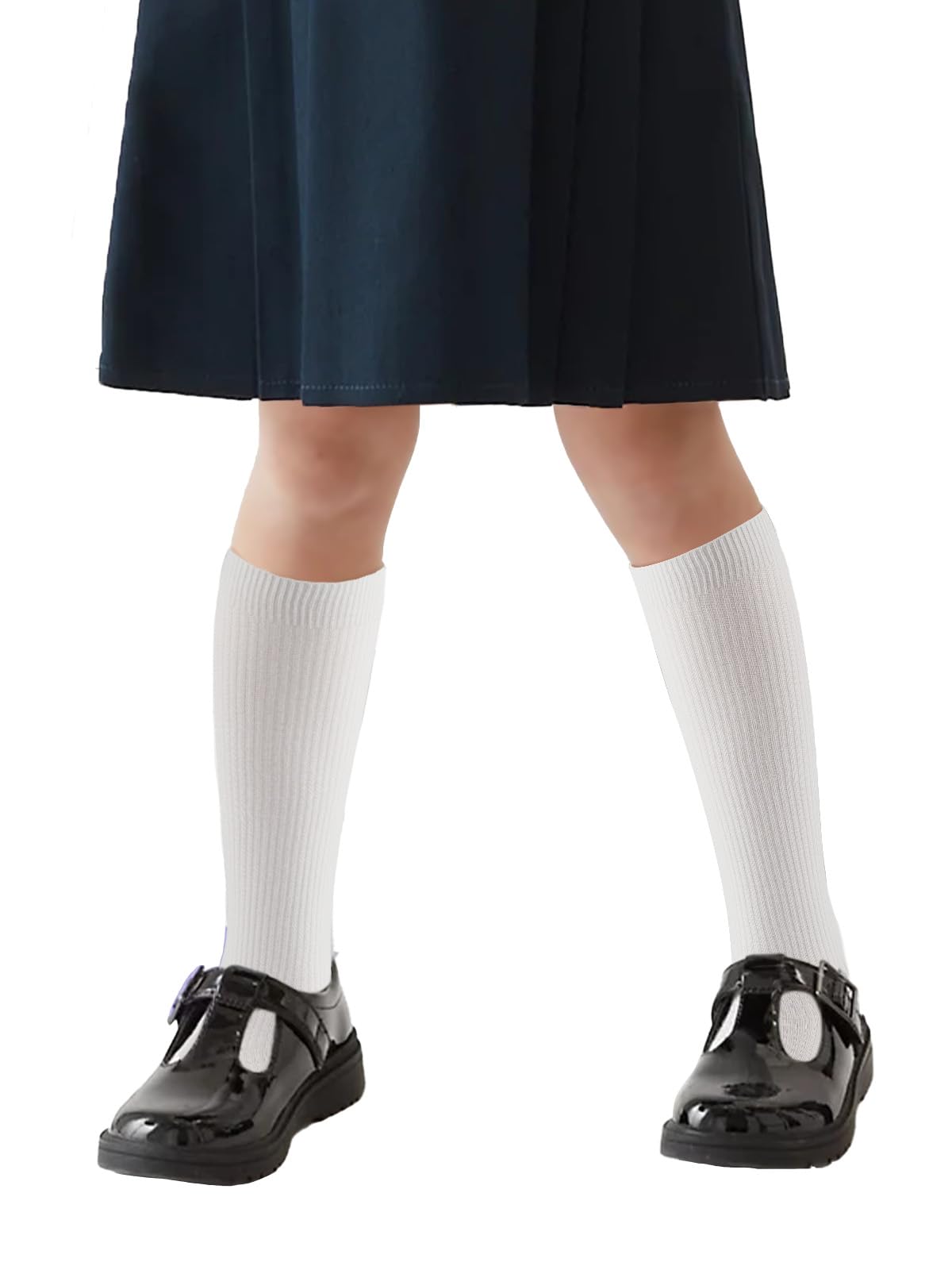 COTTON DAY Kids Girls Unisex School Knee High Socks Black White Navy 3 Pack