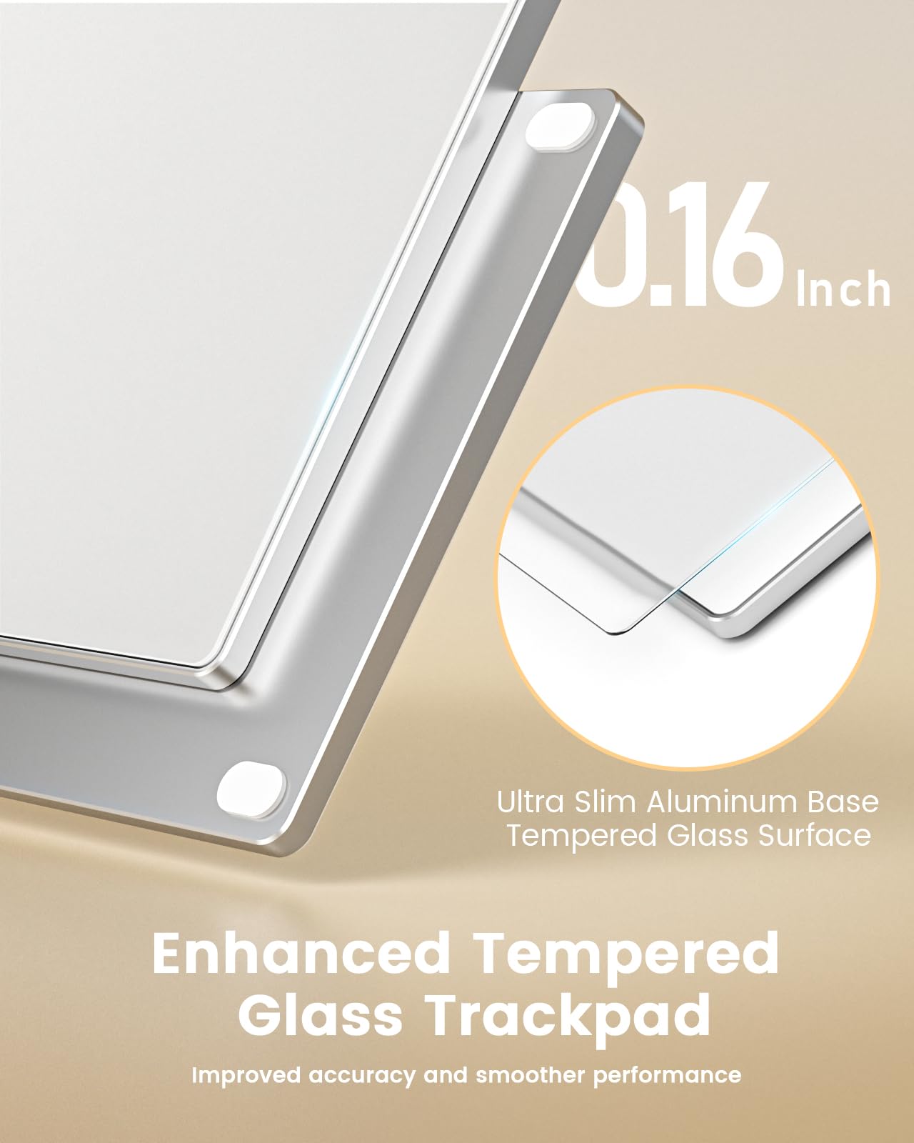 seenda Touchpad para Mac y Windows, Touchpad de Alta Precisión con Superficie de Vidrio y Base de Metal, Touchpad con Modo Doble con Cable para MacBook/PC/Portátil (Blanco)