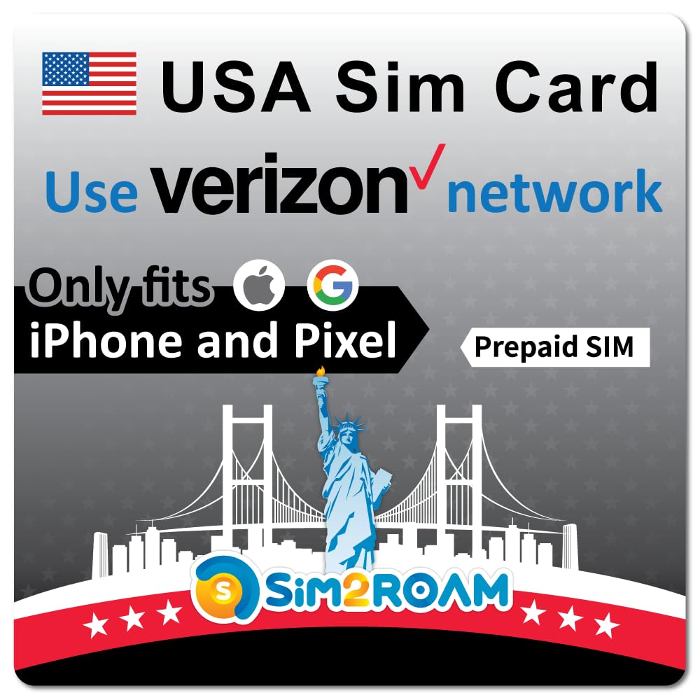 VS Verizon-Simkaart 28 dagen | Kaart SIM US Etats-UNIS | Onbeperkte Amerikaanse 4G LTE-gegevens/oproepen/sms'jes (Hawaï is inbegrepen) | 2GB/dagelijkse date in Canada en Mexico | Hotspot van 25 GB GB