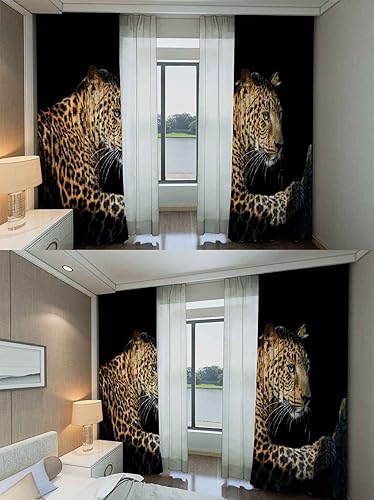 Miniatura 5 de Cortinas de ventana de leopardo para niños, para dormitorio, sala de estar, safari, estampado de guepardo, para niños y niñas, diseño de animales