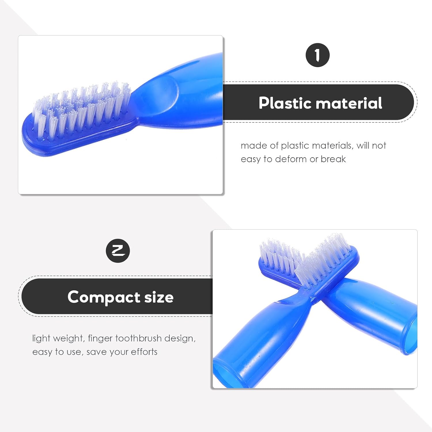 10pcs Finger Toothbrushes Plastic Blue for Tooth Cleaning Prison Essentials image 3