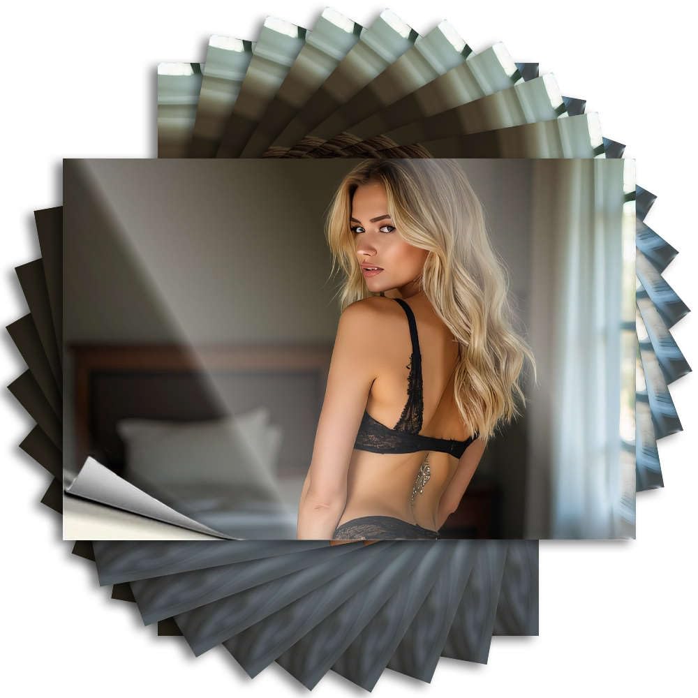 Decals Men Stuff Peel and Stick - Woman in Black Lace Lingerie Standing By Window. Helmet Plastic Waterproof Vinyl for Farmers(6X9CM)