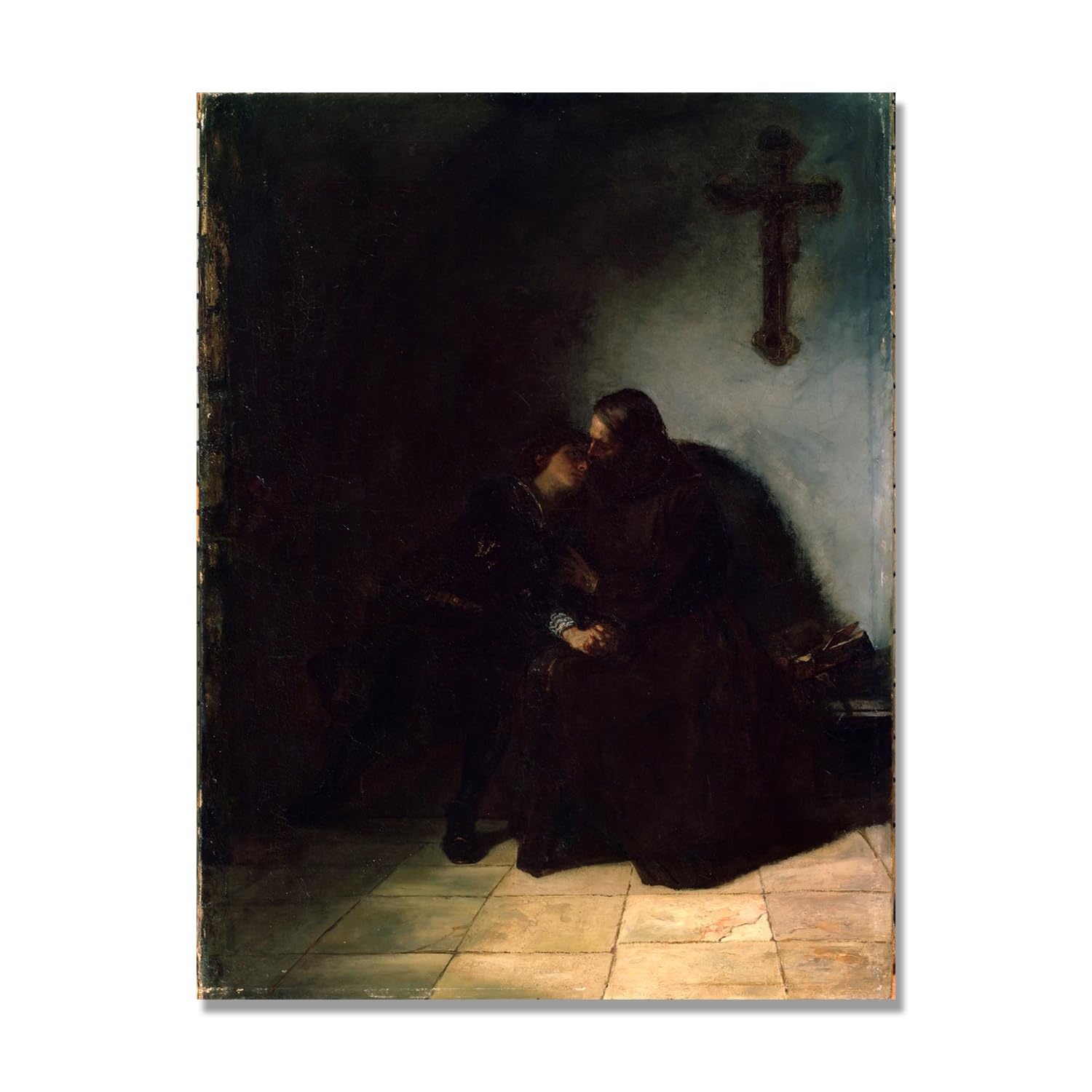 NHLDZYH Hans Thoma Style Canvas Wall Art - (The Convicts Farewell), German Romantic Realism Painting with Symbolic Nature, Rustic Country Home Decor. 40x50cm-15.8x19.7in. Only Canvas