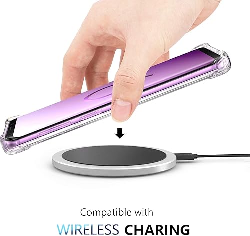 Miniatura 6 de KIOMY Funda transparente para Samsung Galaxy S9, esquinas de bolsas de aire, a prueba de golpes, funda protectora de diseño híbrido, parte trasera