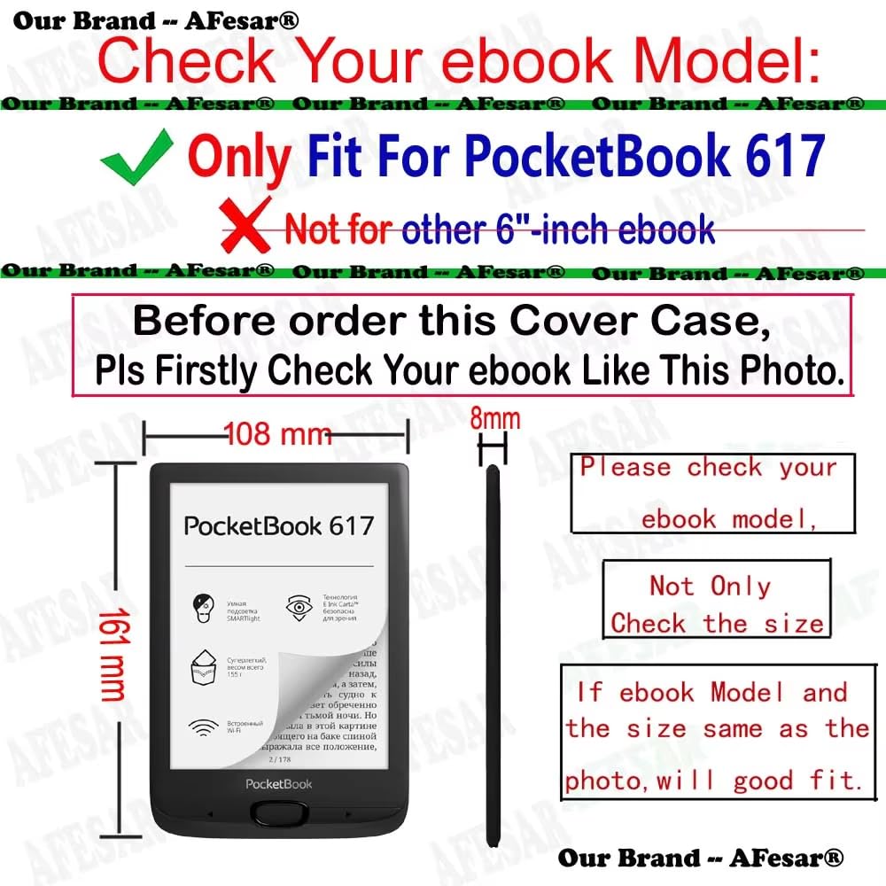 Pocketbook Étui Pour Liseuse Touch HD 3, Touch Lux 5 & Color | Fonction Veille Intelligente | Coque De 6 Po | Protection Durable | Étuis Légers Parfaits Pour Les Voyages | Étui Pour Liseuse