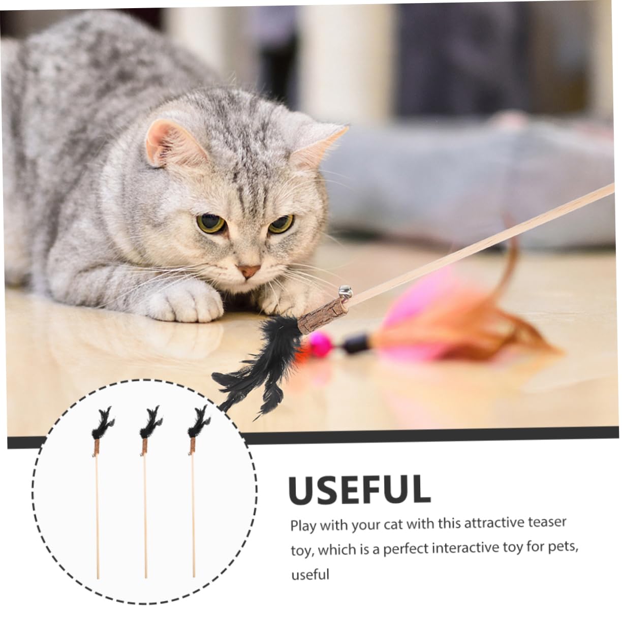 INOOMP 5 Sets Spielzeug Für Katzen Interaktives Katzenspielzeug Federglocken-Design Für Kätzchen Die Spaß Machen 3 Stück * 5