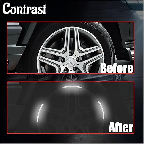 Miniatura 3 de 20 calcomanías reflectantes a rayas para ruedas de automóvil, calcomanías de advertencia de seguridad nocturna para ruedas de automóvil, calcomanías