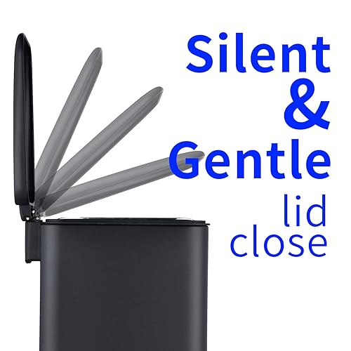 Miniatura 3 de HILFA Basurero rectangular compacto de acero inoxidable de 5 litros1.3 galones, papelera de baño, papelera de cocina, papelera de cocina, cepillada,
