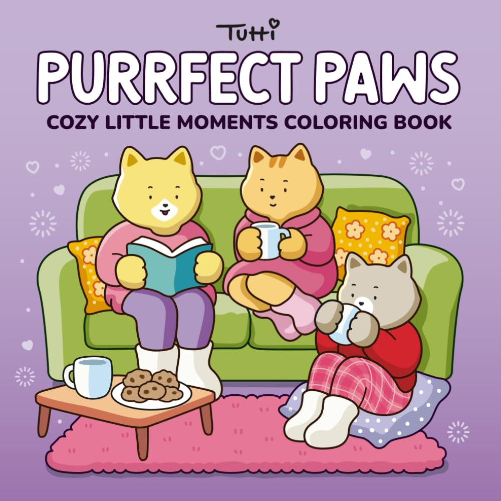 Purrfect Paws: Cozy Little Moments Coloring Book for Adults and Teens Featuring Cute Cats in Daily Activities for relaxation