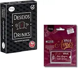 Kit Jogo Erótico Desejos e Drinks Jogo de Cartas + Vale do Amor Raspadinha Casal 20 Vales
