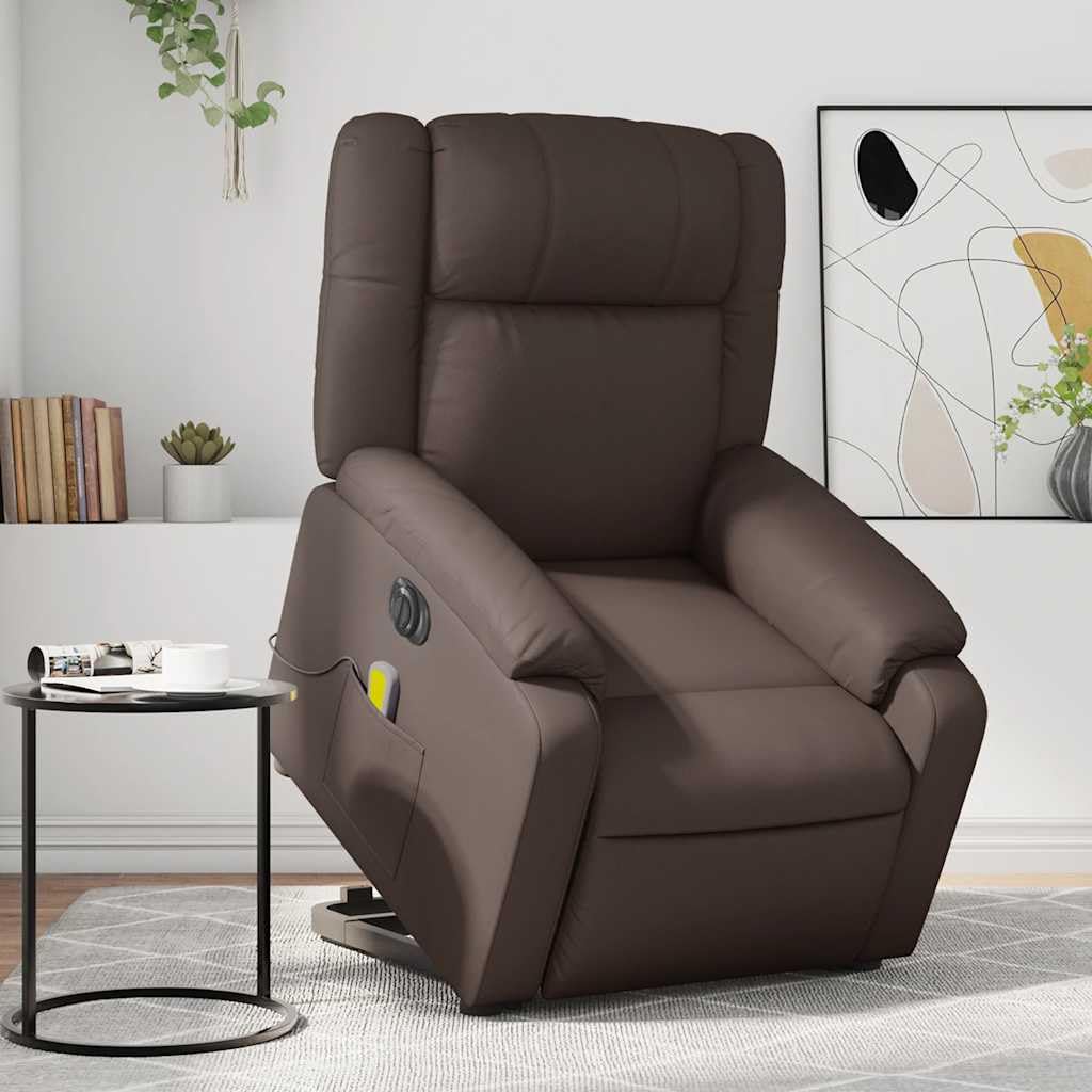 Sillón elevador eléctrico reclinable con masaje de 6 puntos, función elevación y vibración, respaldo ajustable hasta 135°, estructura estable de madera y metal,