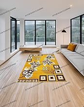Carpet Décor Modern Floral Rectangular Carpet for Living Room, Bedroom and Hall, Elegant Design (Color Yellow Size 5 x 7 feet 150x200 Cm)