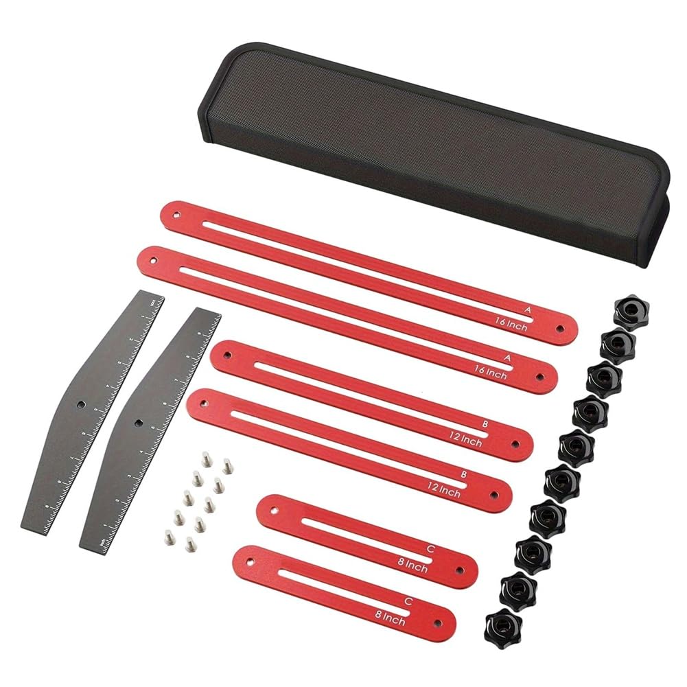 Step Measuring Jig with Adjustable Ruler and Angle Scribe Tool Stair Tread Template for Woodworking