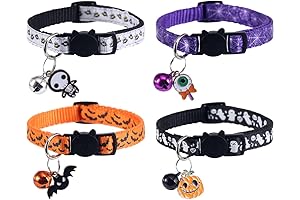 Lamphyface 4 Pack Halloween Cat Collar with Bell