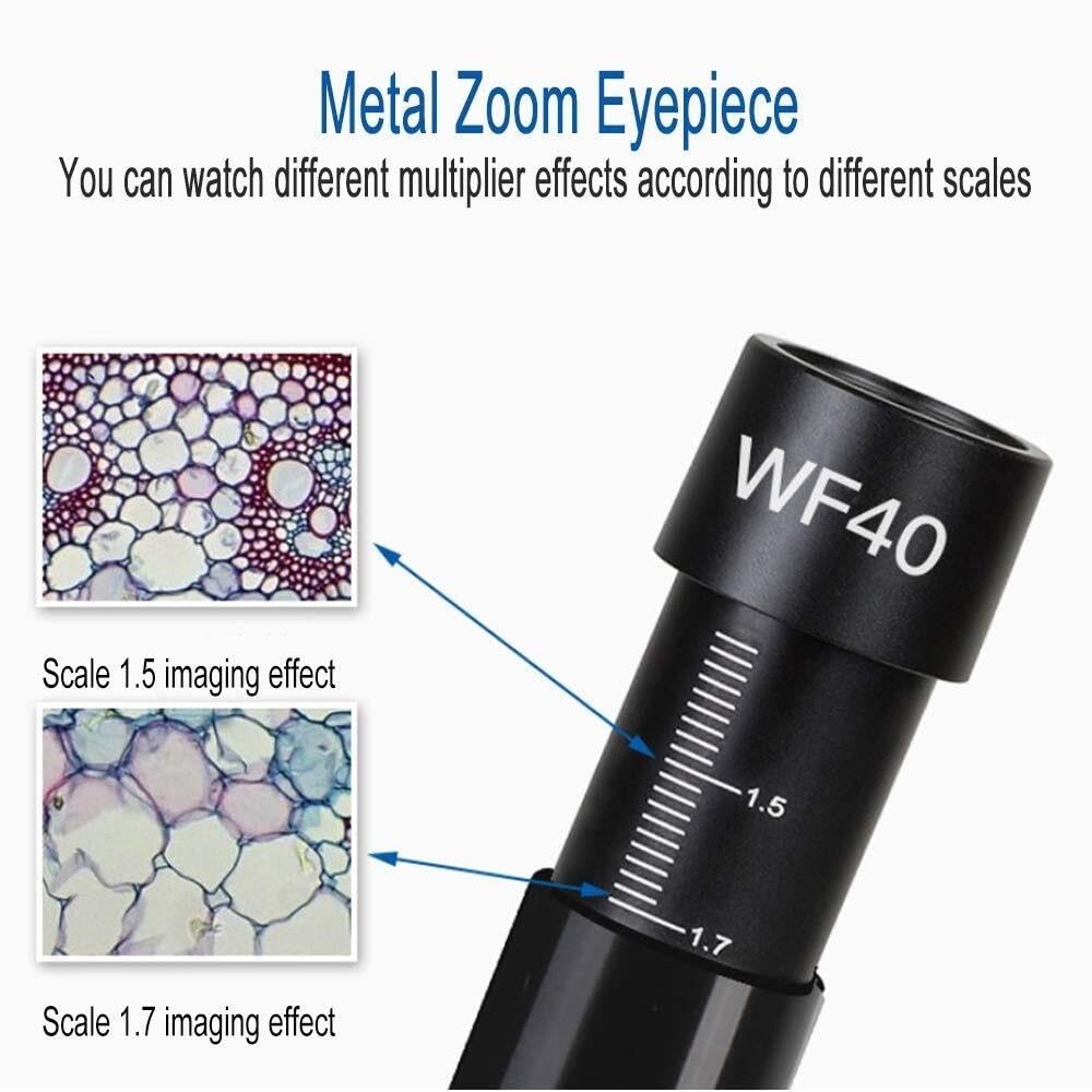 50X-1600X Magnification Compound Microscope, HD 1080P Video Camera, 8 Adjustable LED Lights, 8G TF Card for Kids and Adults