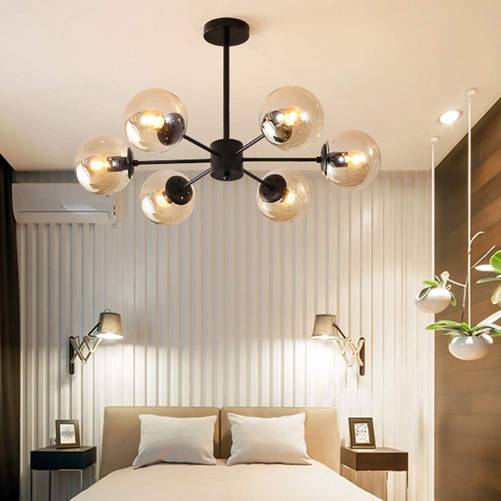 Lámpara de Techo Magic Bean, candelabros de Mediados de Siglo para Casas de Campo, candelabro Sputnik E27, lámpara Colgante de Esfera de Vidrio, Jane Oh During Light - Pantalla Transparente,