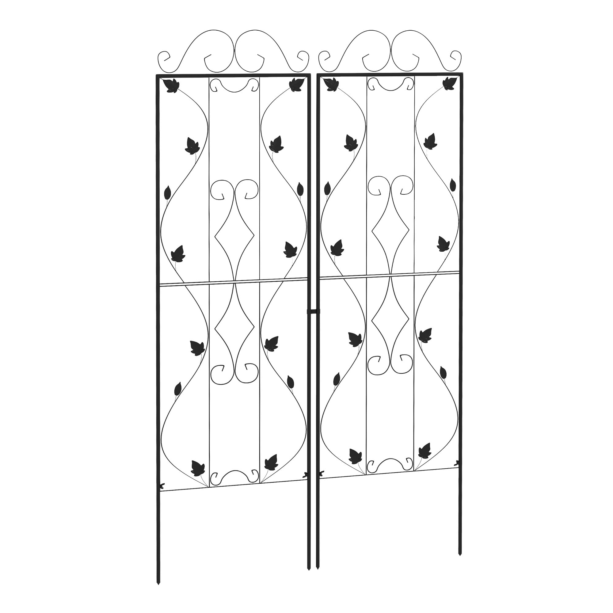 2 Pack Black Metal Garden Trellis For Climbing Plants - 86.2" X 19.7" Large Outdoor Plant Support