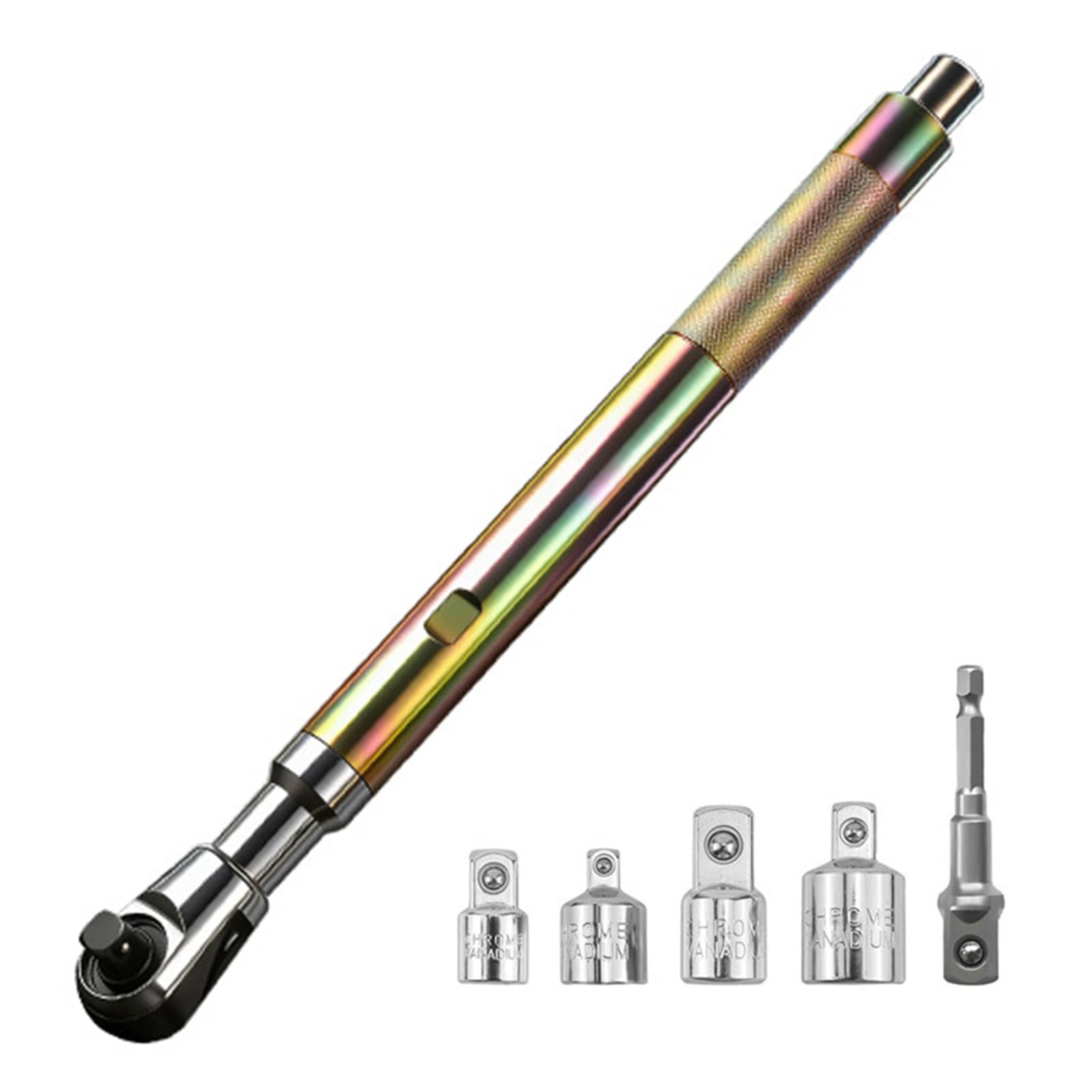 Hsioluted 1 / 2Inch Manual Electric Ratcheting Wrench Set With 5 Adapters For Tight Spaces Alloy Steel Ratcheting Wrench For Tight Sectors