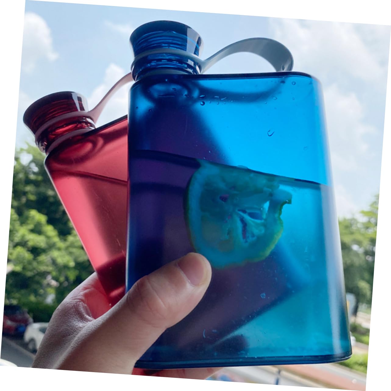 DECHOUS 5 Pezzi bollitore Piatto a5 Borraccia Sport Riutilizzabile Bottiglie Pieghevole Pianura Bottiglia per la conservazione dell'Acqua Bottiglia Trasparente pp Blue Riutilizzabile