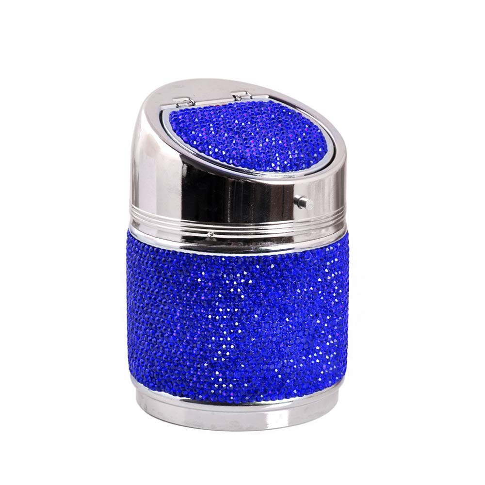 idain Car Bling Ashtray Cup Holder Portable Smokeless Cylinder Cup Holder Car Accessories Ideal for Car, Home and Office (Blue)