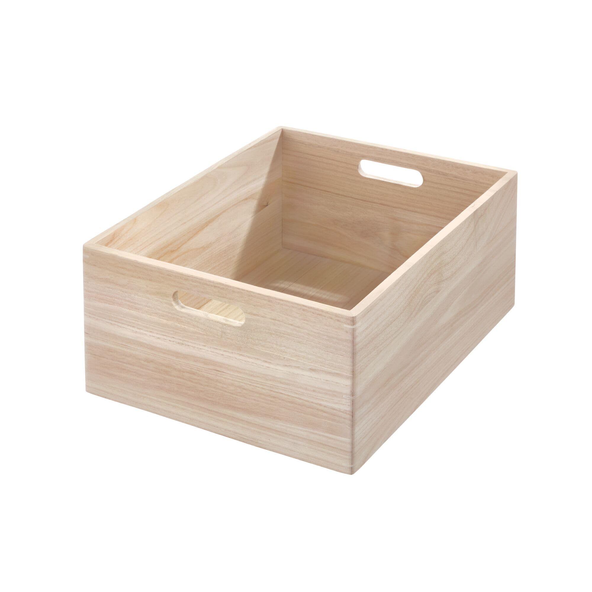 iDesign The Home Edit Series, Papelera L con asas, Madera, Natural
