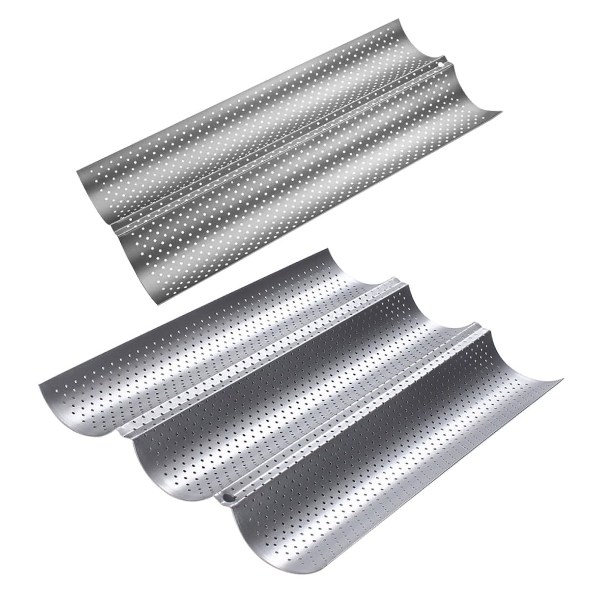 Molde para Hornear Pan de Acero Inoxidable Plata Antiadherente 2 Piezas Diseño de Palo de Onda para Tienda de Pasteles y Repostería