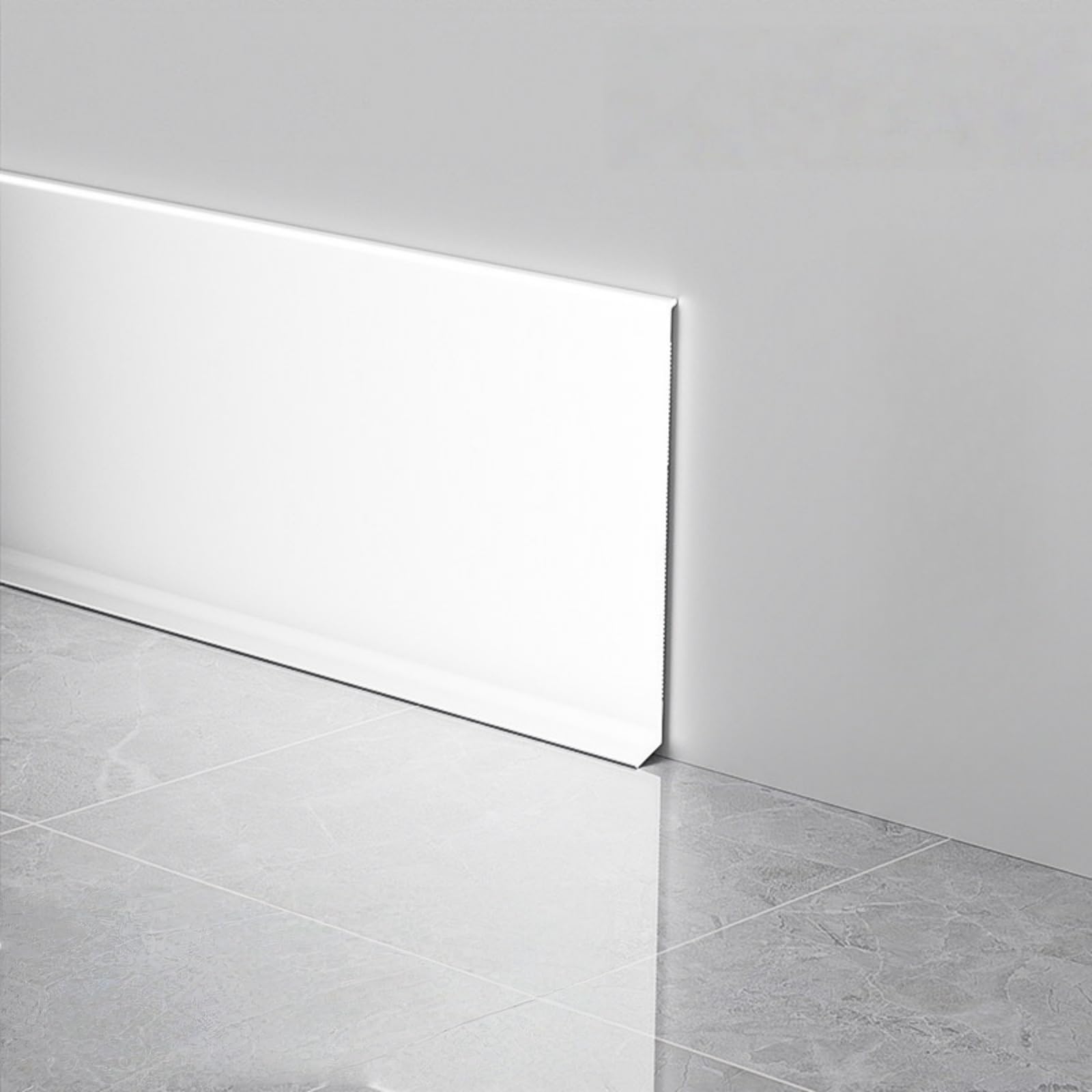 Plinthes de finition en aluminium blanc 4cm pour sol stratifié