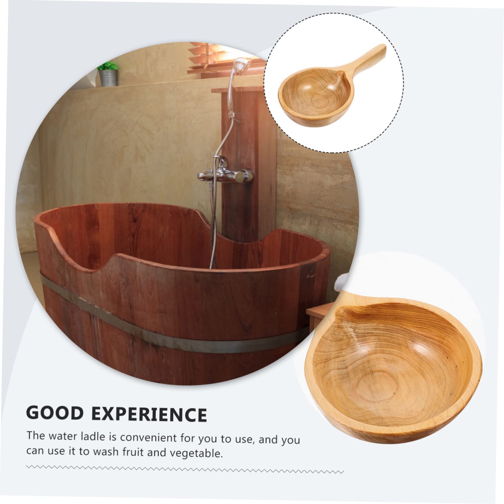 Cucharón de Baño de Madera Color Caqui Diseño Ergonómico