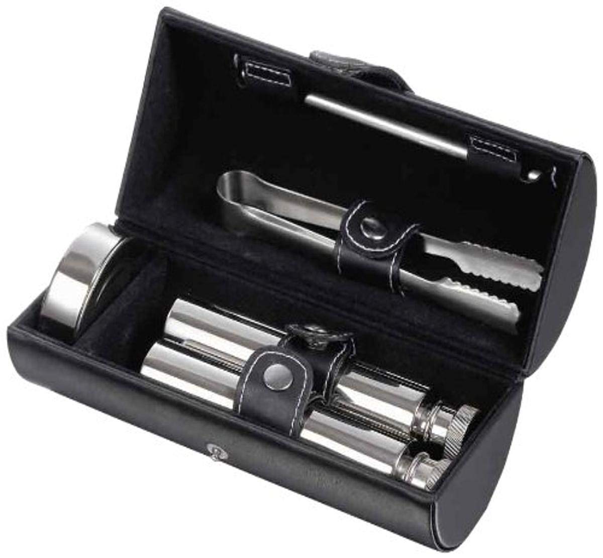 Ensemble cadeau de voyage cuir noir et flasques Visol Venture pour homme