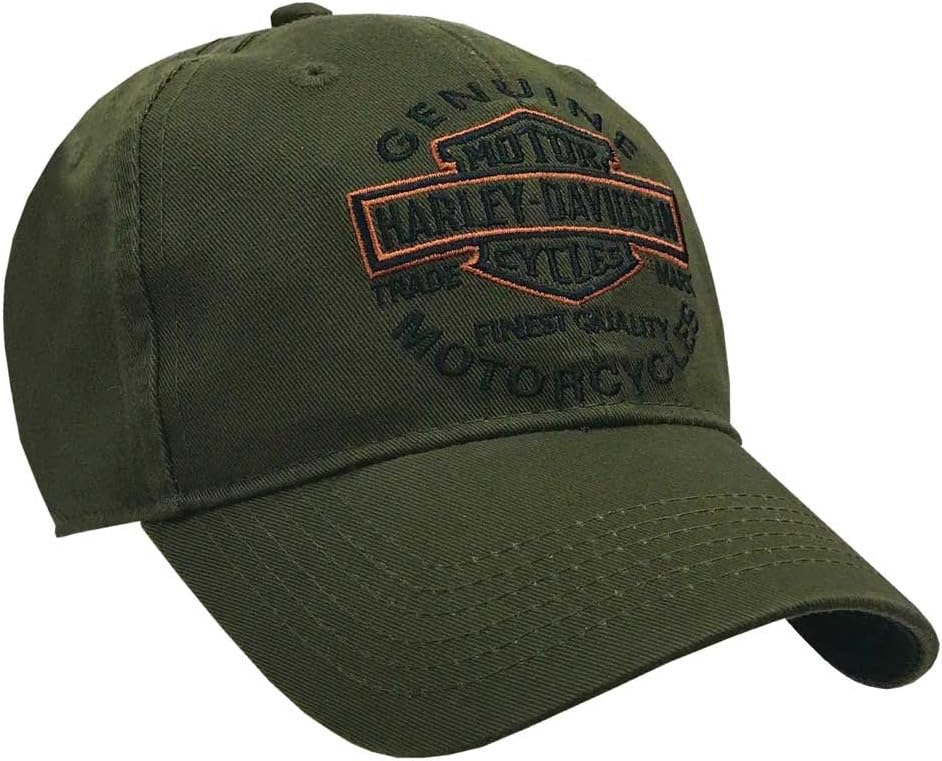 Men's Embroidered Long Bar & Shield Baseball Cap, Olive