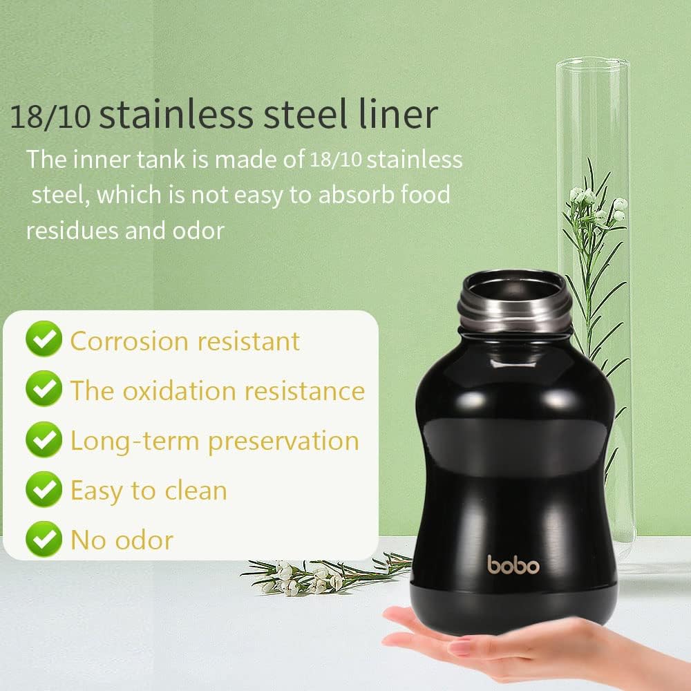 YOHKOH Mini Vacuum Insulated Water Bottle With Bamboo Lid - Stainless Steel Thermos Water Bottle for Women Girls Kids, Metal Sports Hot and Cold Water Bottle Leak-Proof BPA-Free (6.4oz,Black) - Image 4