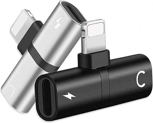 Certificado MFi de Apple Paquete de 2 adaptadores para iPhone, adaptador de auriculares para iPhone, audio Lightning dual + adaptador de carga,