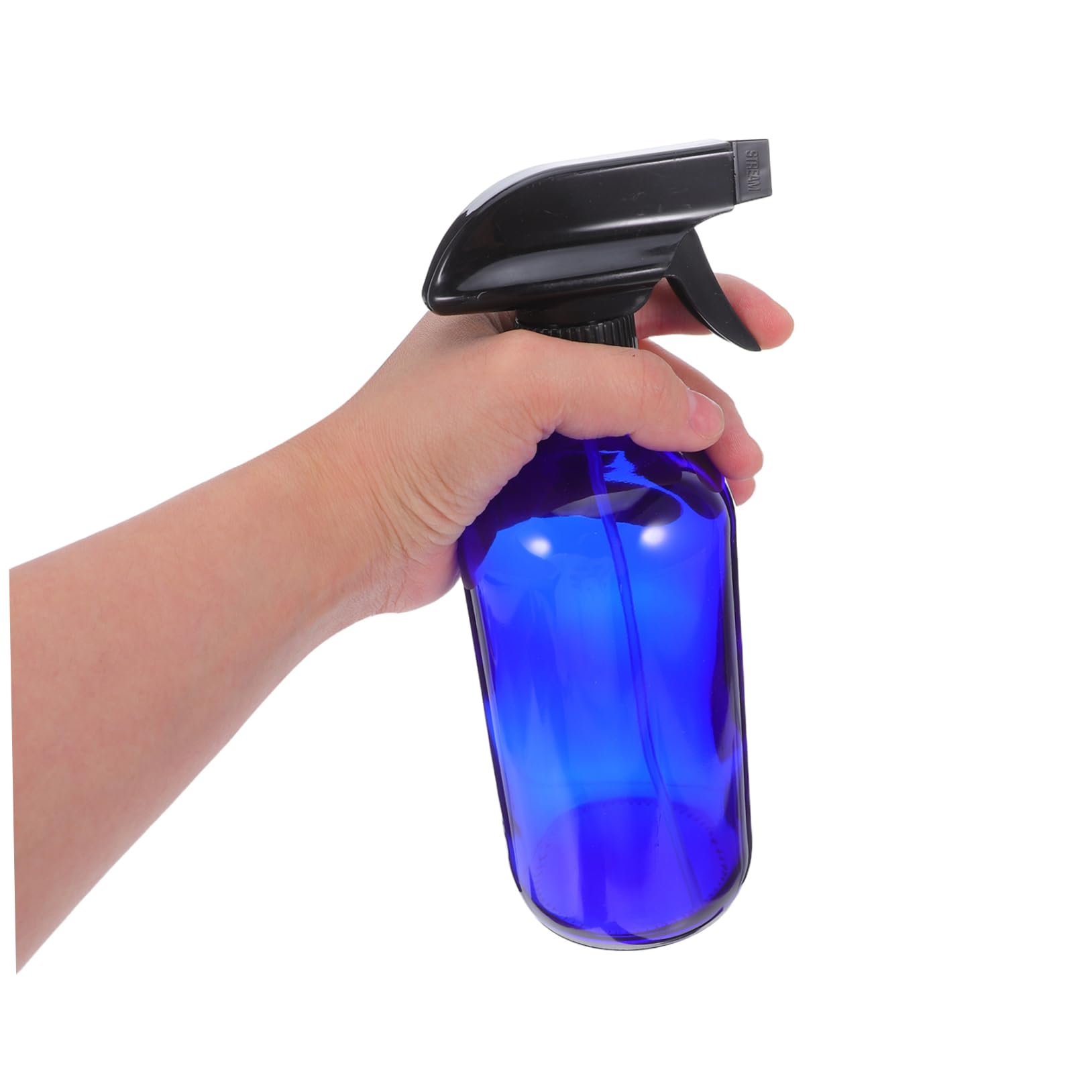 OUNONA Bottiglia Spray in Vetro Blu da 500ml Ricaricabile, 2 Pezzi | Pompa e Tappi Inclusi, per Viaggio e Profumo, Leggero e Riutilizzabile