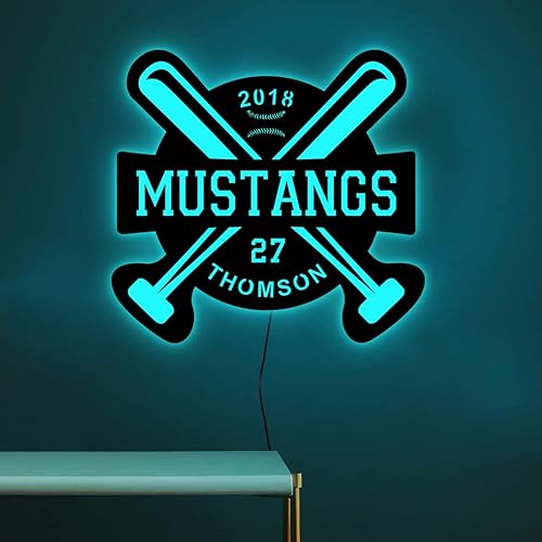 Miniatura 7 de Regalo de béisbol personalizado, letrero de neón personalizado con nombre y equipo, luz de neón de béisbol, luz de pared, regalo para jugadores de