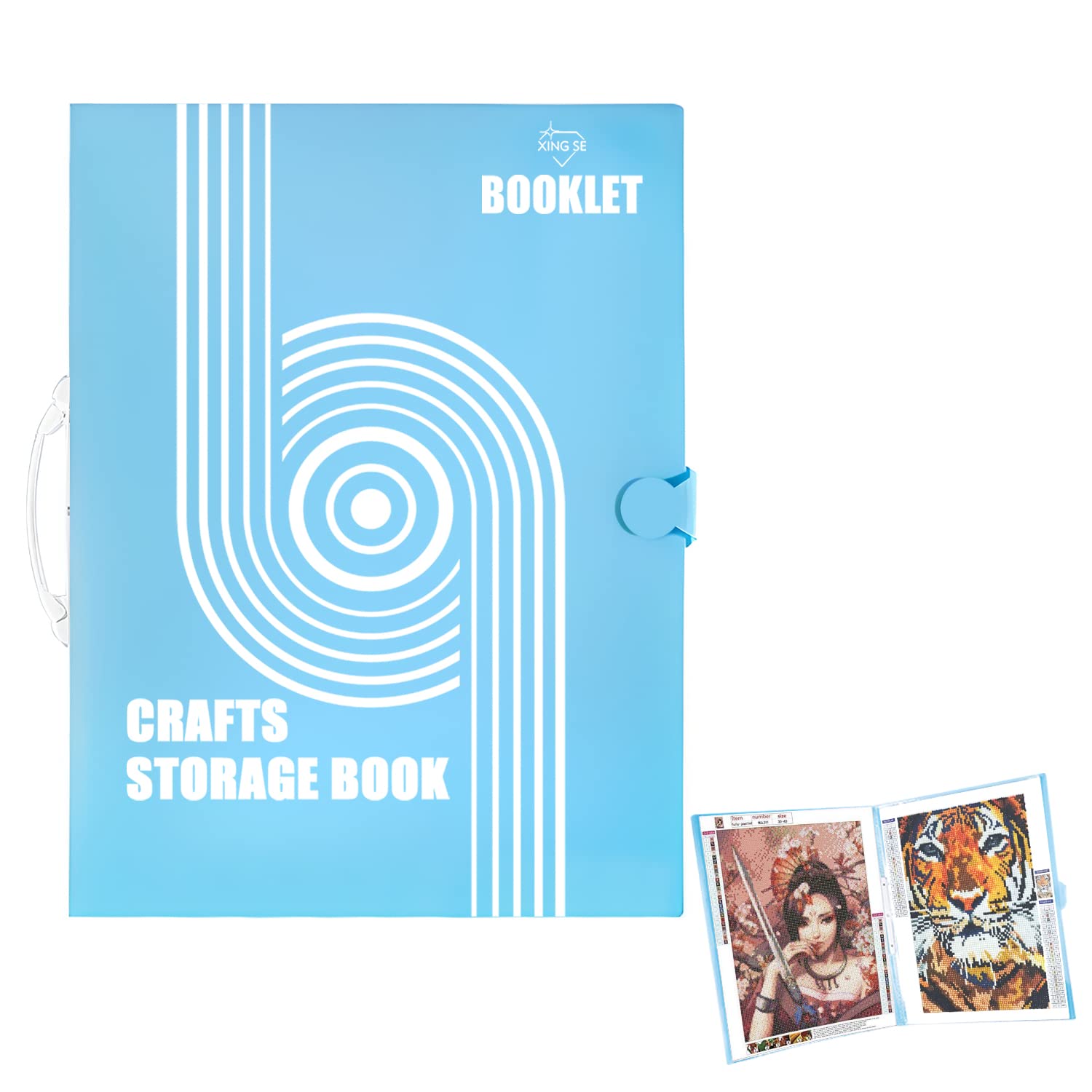 A3 Art Storage Book A2 Diamond Painting Kit Storage Book Diamond Art Storage Room, 30 Inside Pages Suitable for Multiple Sizes (A3(12.4x16.9inch), Blue)