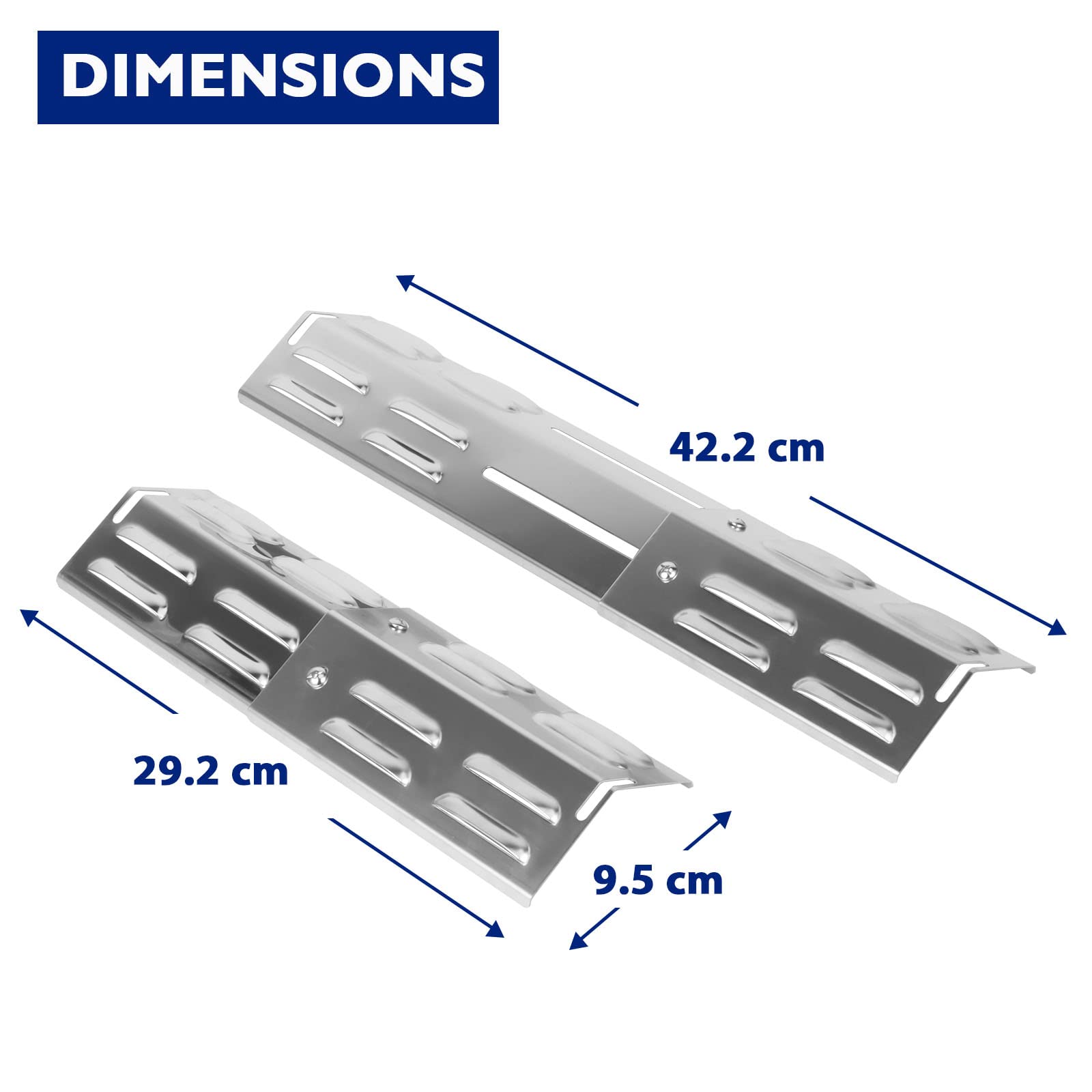Einstellbare 29 bis 43cm Universal Brennerabdeckung Gasgrill Flammenverteiler, Edelstahl Flammblech Ersatzteile für Enders, Weber, Landmann, Burnhard, Charbroil und die meisten Gasgrills
