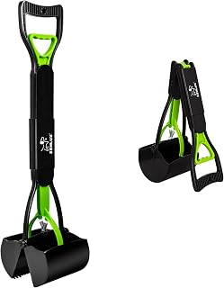 SZHLUX 28" Foldable Pooper Scooper for Dogs - Unbreakable ABS, Non-Stick, No-Bend Design for Grass, Gravel & Lawns, Green